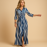 Women’s summer maxi dress with short sleeves and breathable fabric in stylish colors, perfect for beach days or evening strolls.